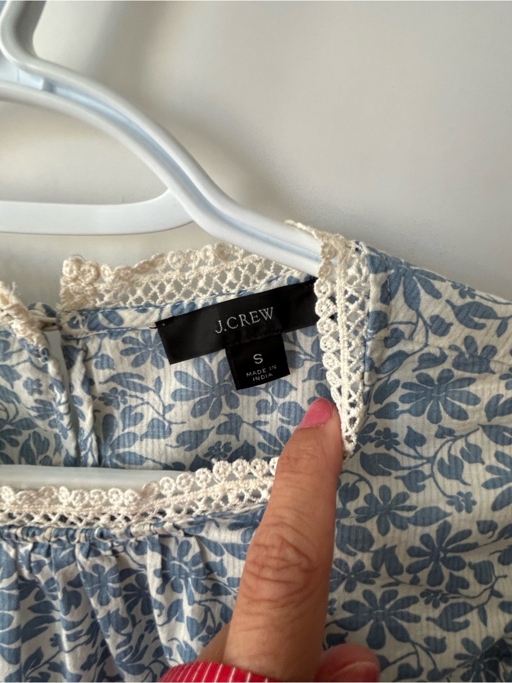 J.Crew Blue & White Floral Ruffle Blouse — Small - Picture 5 of 12